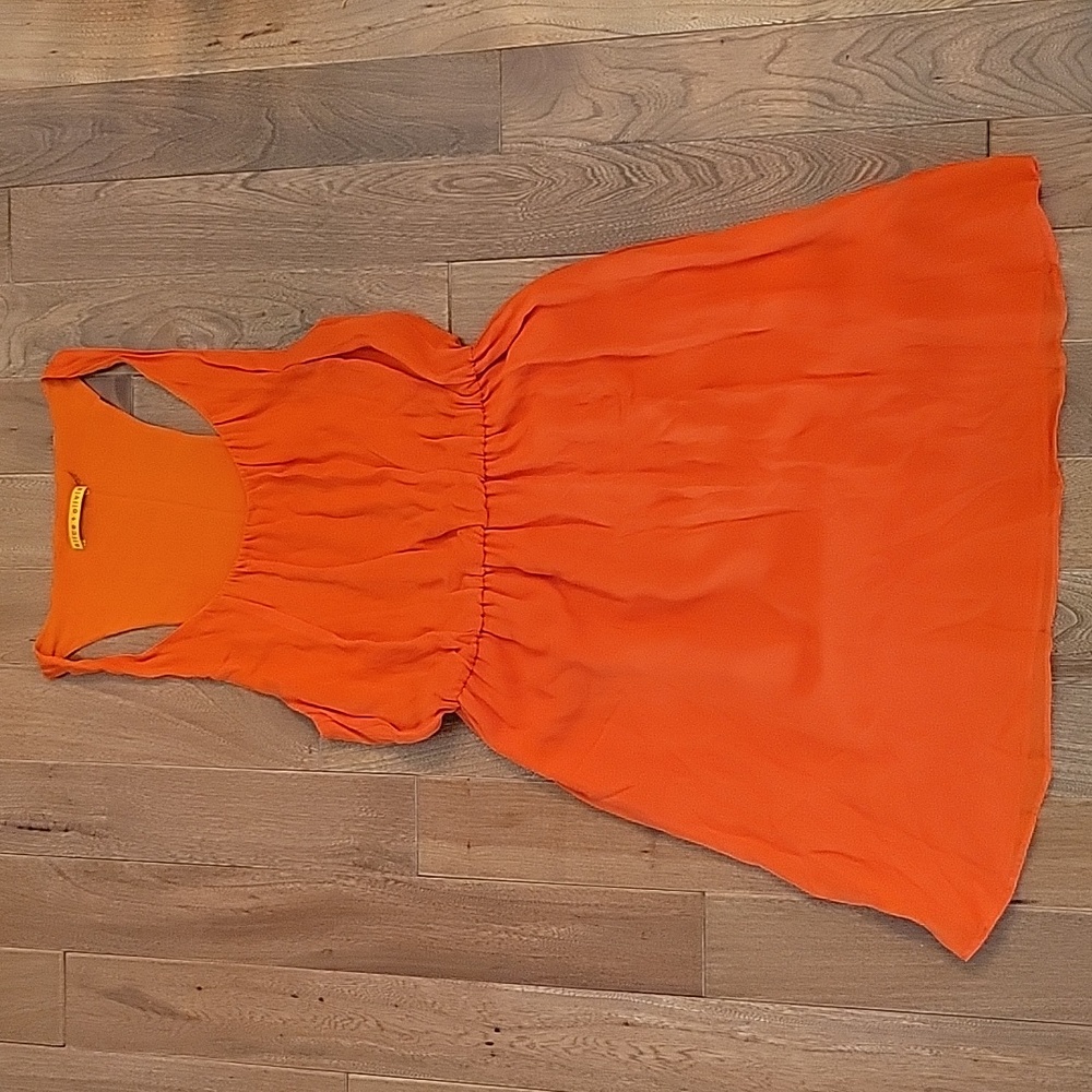Alice + Olivia Orange Silk Tank Elastic Waist Mini Dress XS